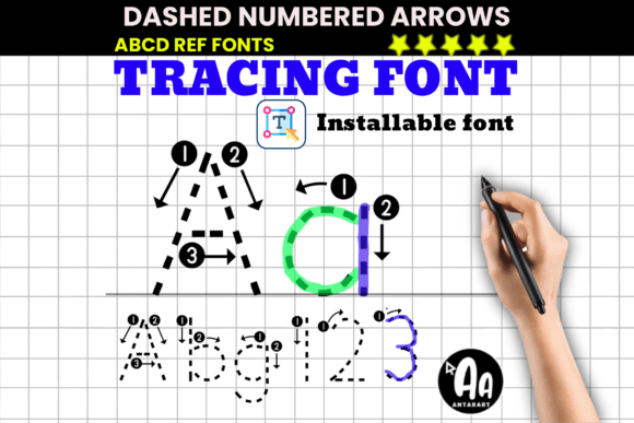 Abcd Ref Dashed Arrows Numbers Typeface